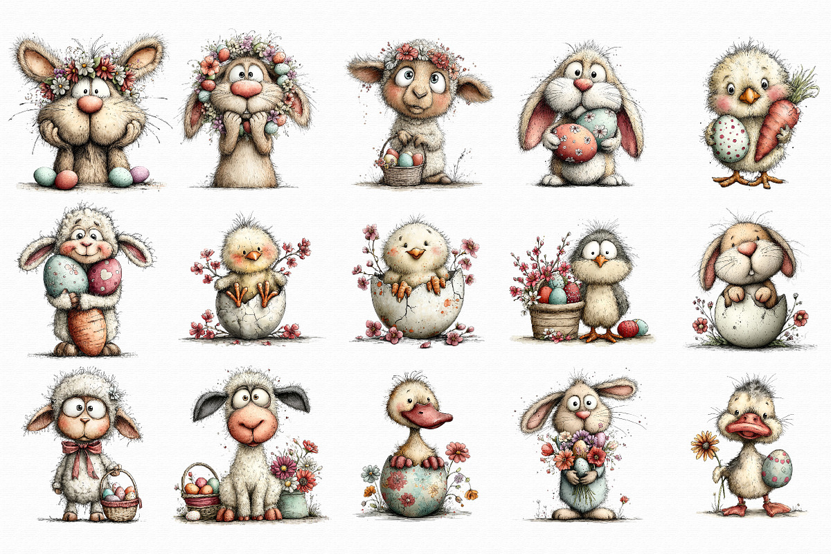 Whimsical Easter Animals Clipart, a Graphic by Libby Wishes (Photo 2 of 4)