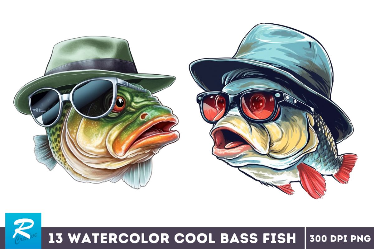 Cool Bass Fish Sublimation Clipart B, an Object Graphic by Regulrcrative (Photo 3 of 7)