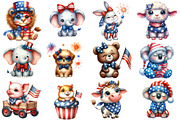 Patriotic Cute Animals Clipart, an Illustration by Designworld (Thumbnail 2 of 6)