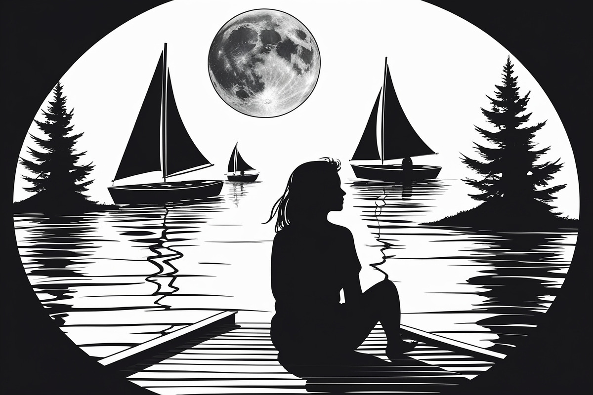 Mindful Lake Meditation Silhouette S, an Illustration by Creativeshirt (Photo 6 of 9)