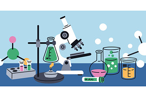 Chemical laboratory table, an Illustration by YummyBuum