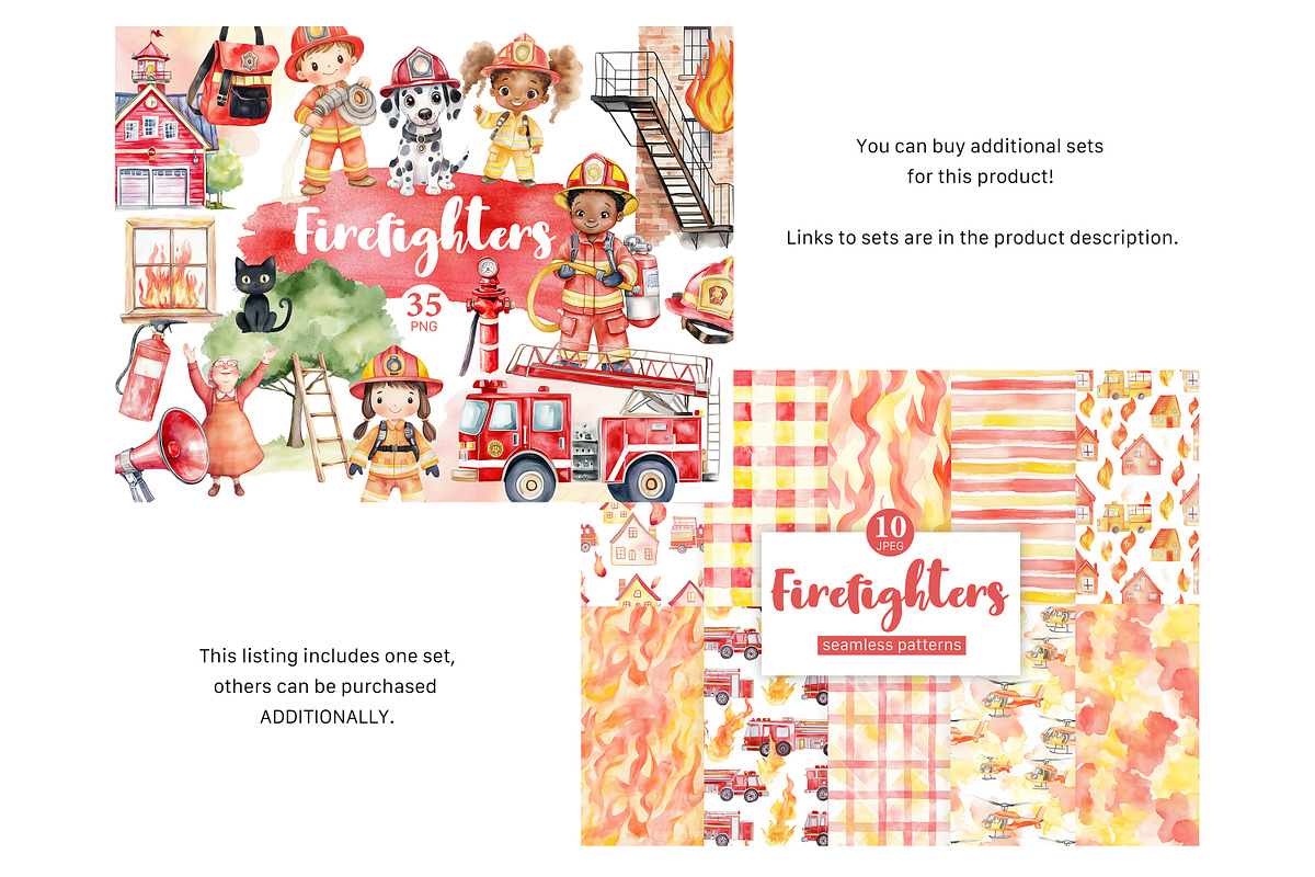 Firefighters Clipart, a Person Illustration by GlamArtZhanna (Photo 2 of 6)
