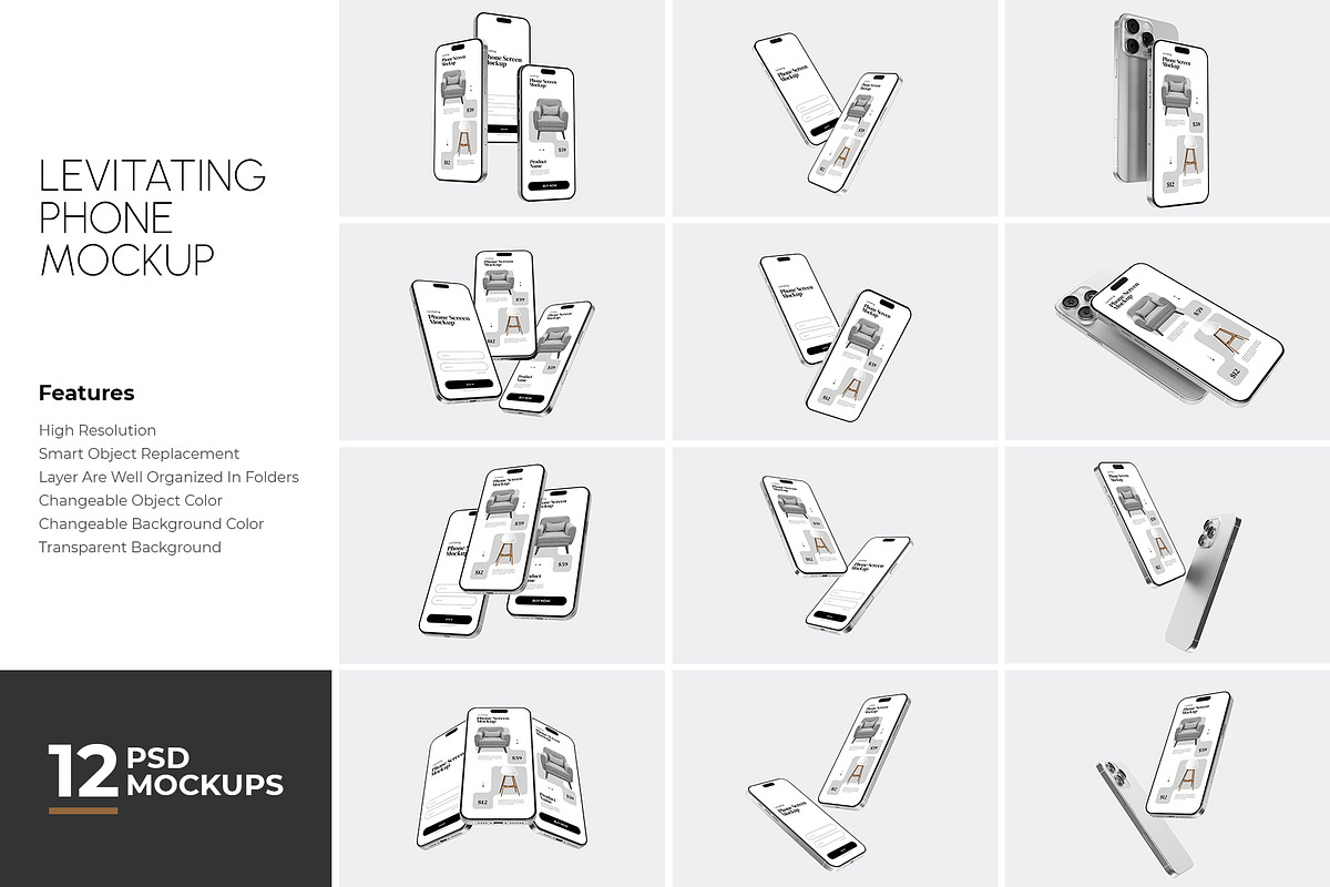 Levitating Phone Mockup, an iPhone Mockup by Rizky Audymas (Photo 1 of 4)
