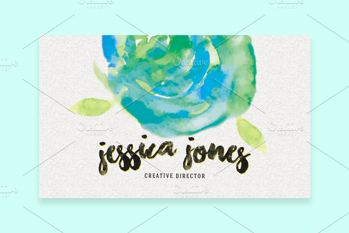 Watercolor Creative Business Card, a Business Card Template by land art (Photo 3 of 10)