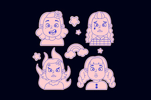 Black Sticker Girl Illustration, an Illustration by graphicook