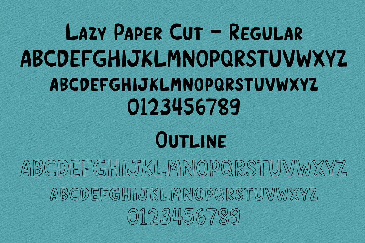 Lazy Paper Cut Four Bundle Font, a Handwritten Font by Tanondesign (Photo 6 of 8)