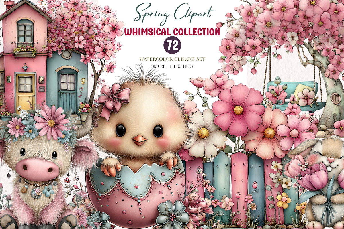 Whimsical Spring Clipart, an Illustration by CreationArt (Photo 1 of 7)
