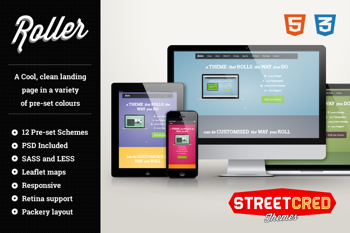 Roller - Responsive HTML Template, a Bootstrap Template by StreetCred (Photo 1 of 5)