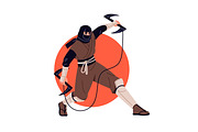 Ninja, shinobi, Asian warriors set, a Person Illustration by PaperTrident (Thumbnail 14 of 16)