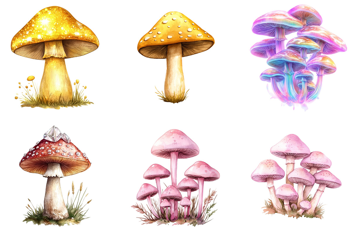 Magical Mushrooms Clipart, an Illustration by DreamArtGraphic (Photo 5 of 5)