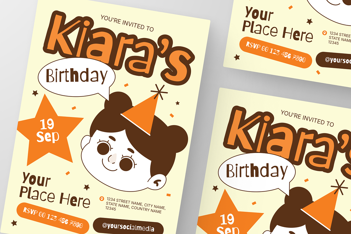 Kids Retro Birthday Invitation, a Flyer Template by Annora Studio (Photo 6 of 6)