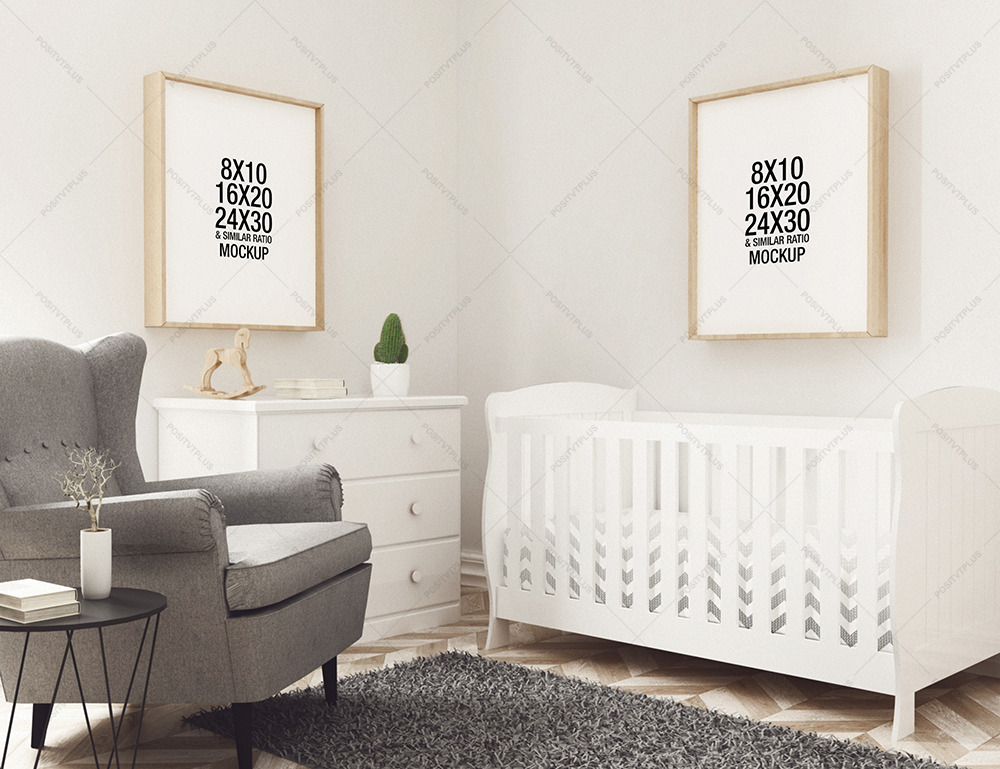 Nursery Frame Mockup, a Print Template by positvtplus