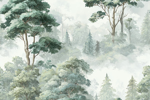 Misty Forest Seamless Pattern, a Pattern Graphic by Virgo Studio