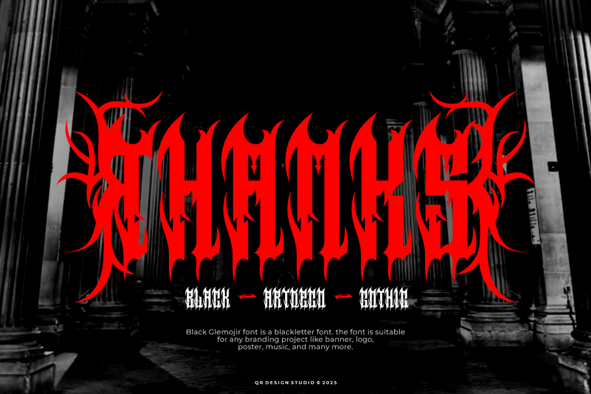 Black Glemojir - Medieval Font, a Blackletter Font by QR Design Studio (Photo 9 of 9)