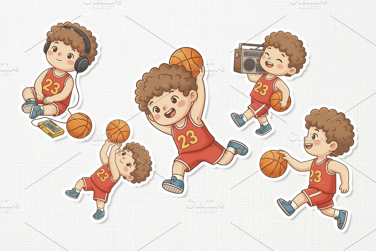 Adorable Basketball Kids Cartoon, a Sport Illustration by Gohsantosa (Photo 3 of 4)