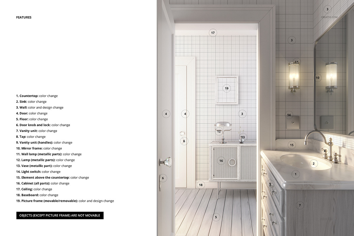 Modern Art Deco Bathroom Mockup, a Household Mockup by creatsy5 (Photo 3 of 5)
