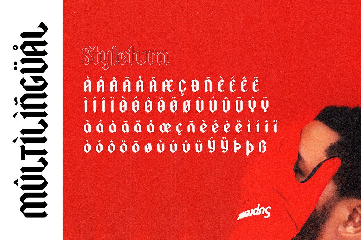 Styleturn - Stylish Blackletter, a Blackletter Font by ikiiko (Photo 7 of 7)