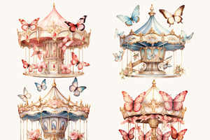 Watercolor Carousel Horse Clipart