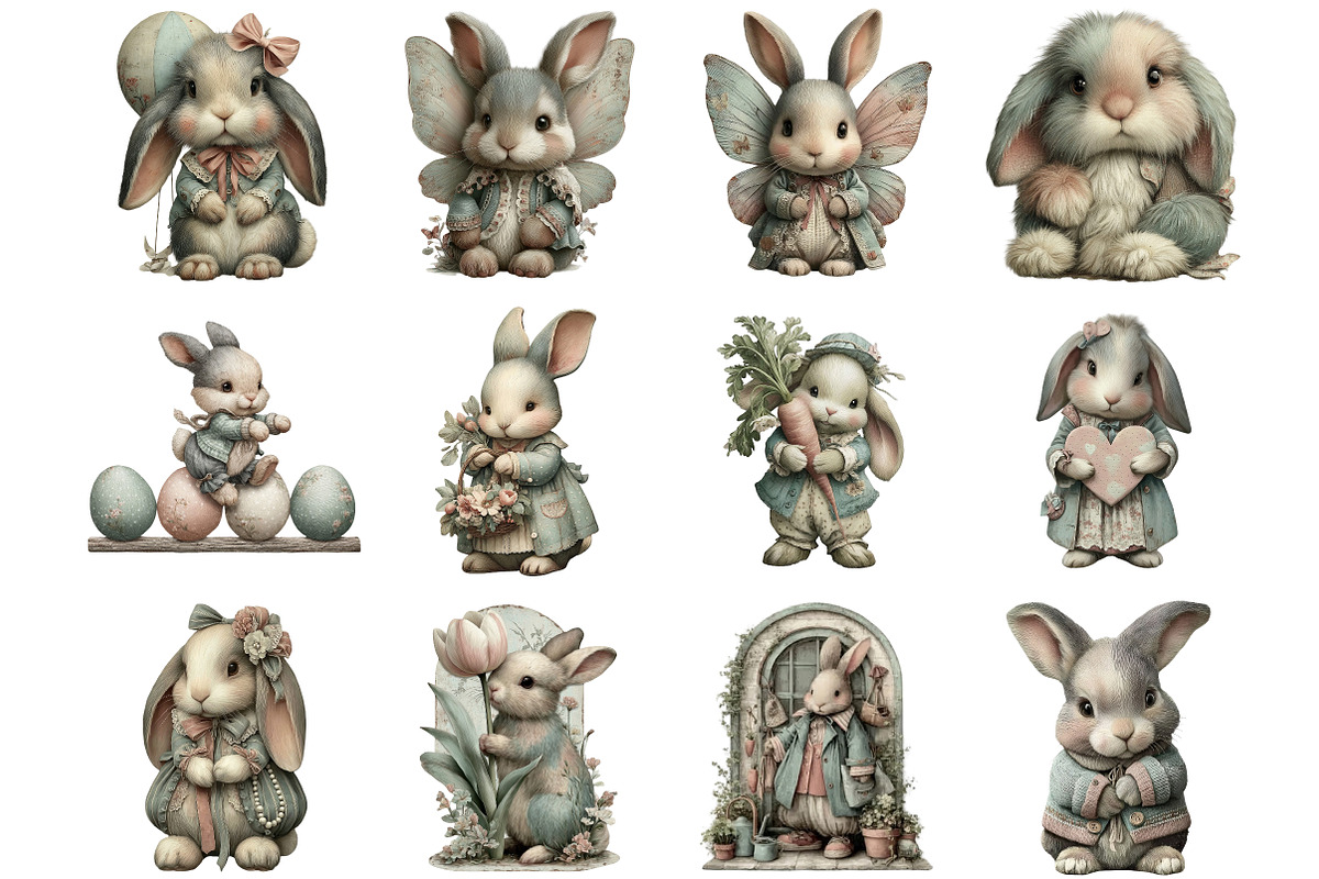 Watercolor Easter Bunny Clipart, an Illustration by DreamArtGraphic (Photo 4 of 5)
