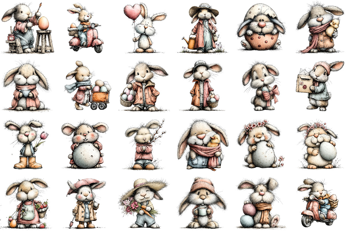 Whimsical Bunny Easter Clipart Bundl, an Illustration by Sublimation Artist (Photo 2 of 7)