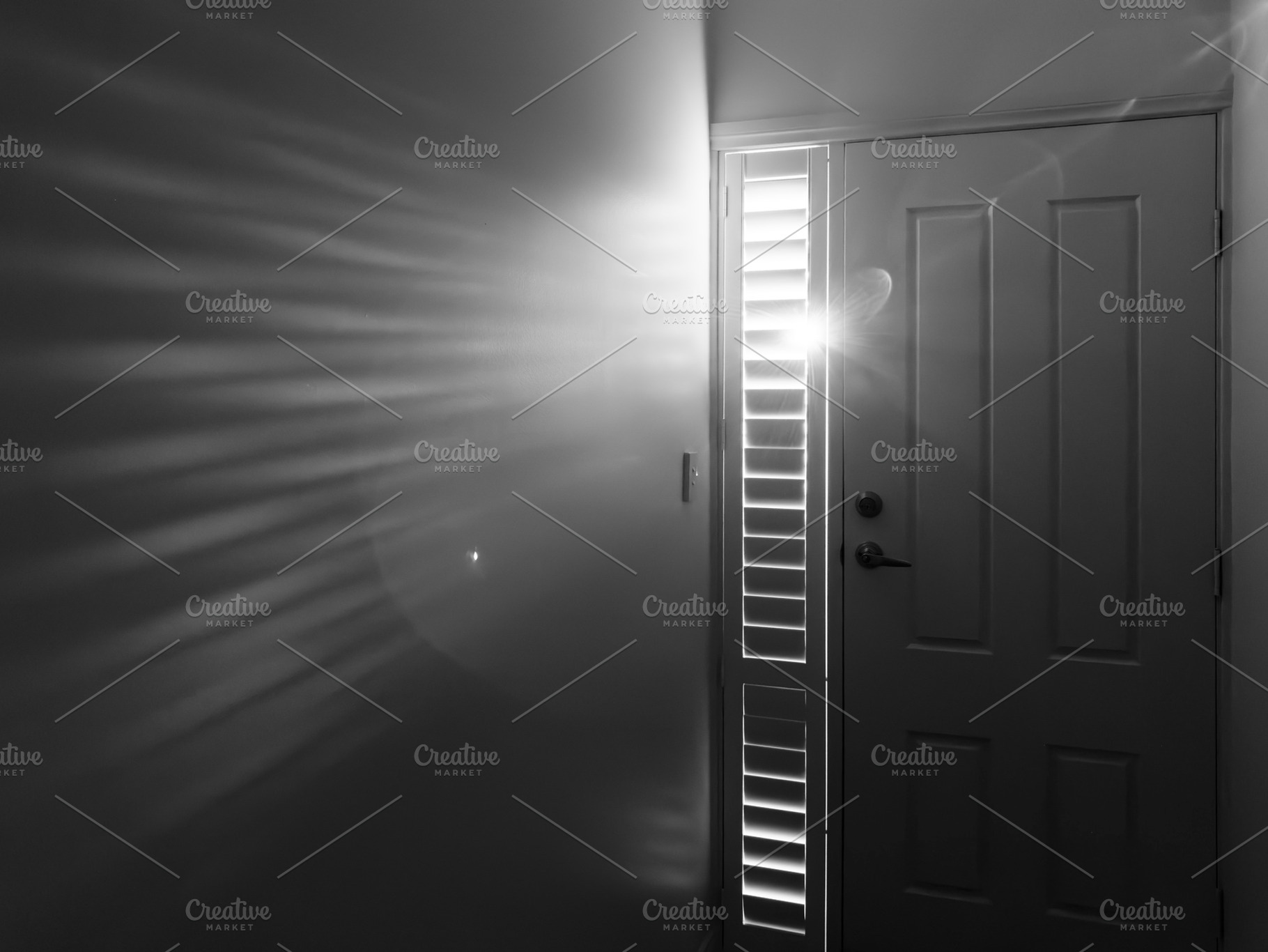 Front Door Window Black And White, an Architecture Photo by THP Creative