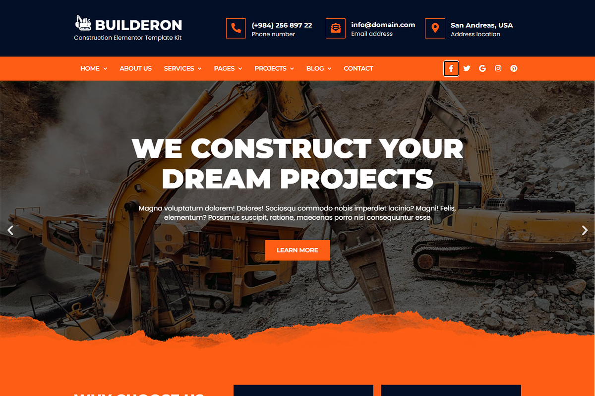 Construction Elementor Template Kit, a Landing Page Template by Elite Templates (Photo 4 of 15)