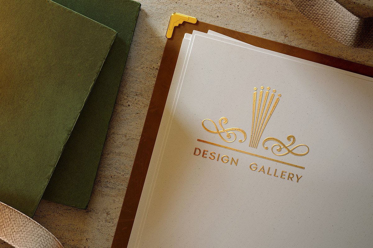Gold Logo on Paper Menu, a Product Mockup by imonedesign