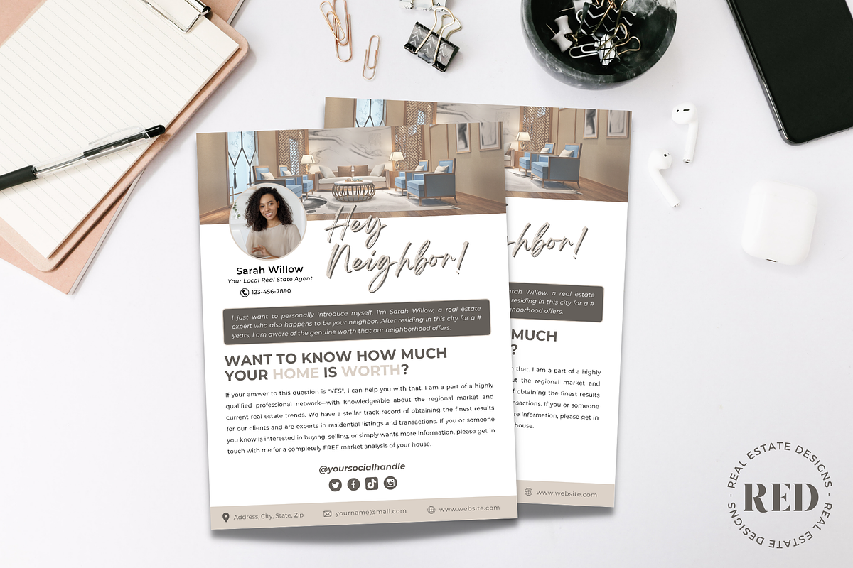 Real Estate Introduction Letter, a Flyer Template by Jennifer Magri Templates (Photo 7 of 9)