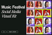 Music Festival Social Media Kit, a Social Media Template by Dirtybarn (Thumbnail 1 of 5)