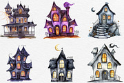 Watercolor Halloween House Clipart, an Illustration by Black Bird Studio (Thumbnail 2 of 6)