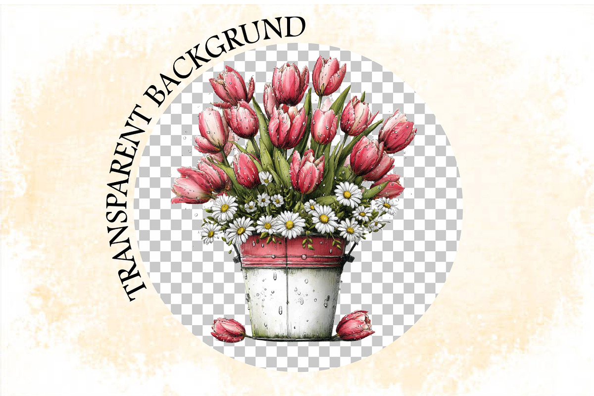 Spring Flower Bucket Sublimation Cli, an Illustration by SVGArt (Photo 7 of 9)