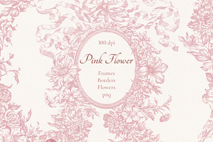 Pink Flower Frames, Borders, Flowers