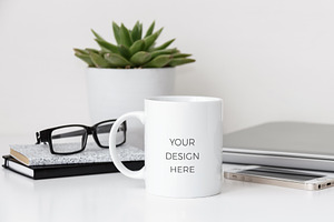 Mug Mockup Styled Desktop PSD