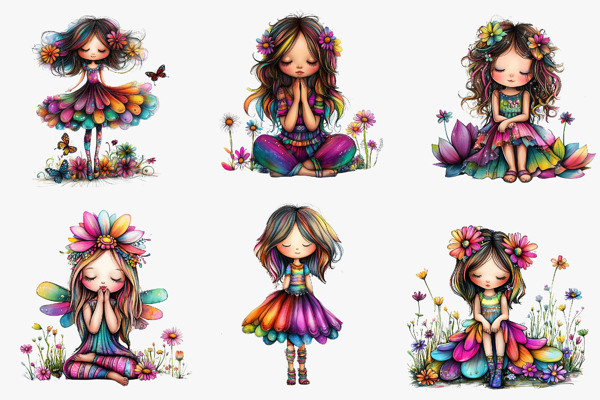 Quirky daisy girl Clip Art, an Illustration by CreationArt (Photo 5 of 5)
