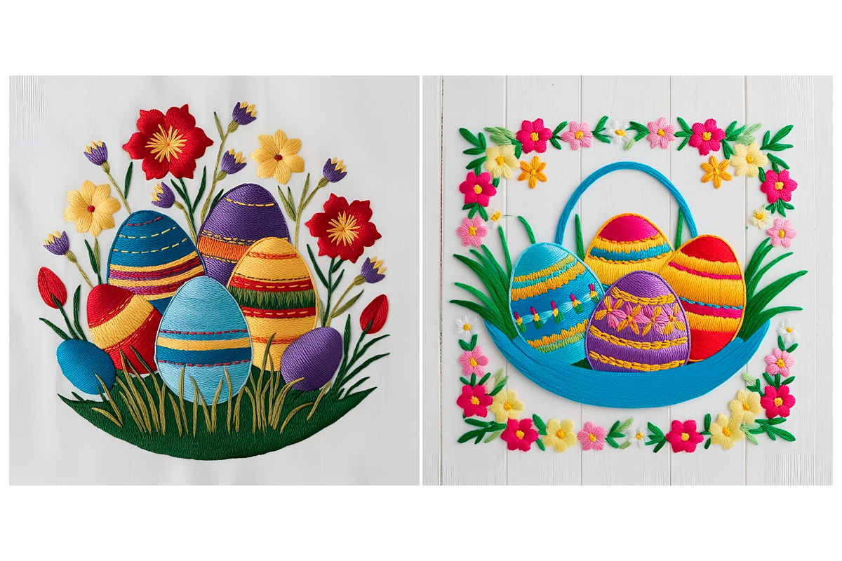 SET Easter idea Embossed Embroidery, a Background Graphic by IrySha (Photo 3 of 6)