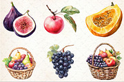 Watercolor Autumn Fruits Clipart, an Illustration by Rose Art (Thumbnail 2 of 7)