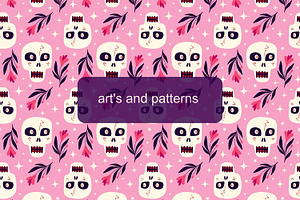 Pink Pattern With Skulls