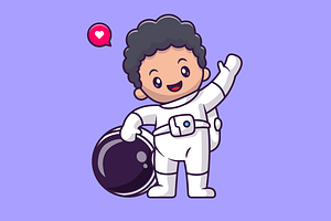 Cute Astronaut Take Off Helmet, a Person Illustration by Catalyst Labs