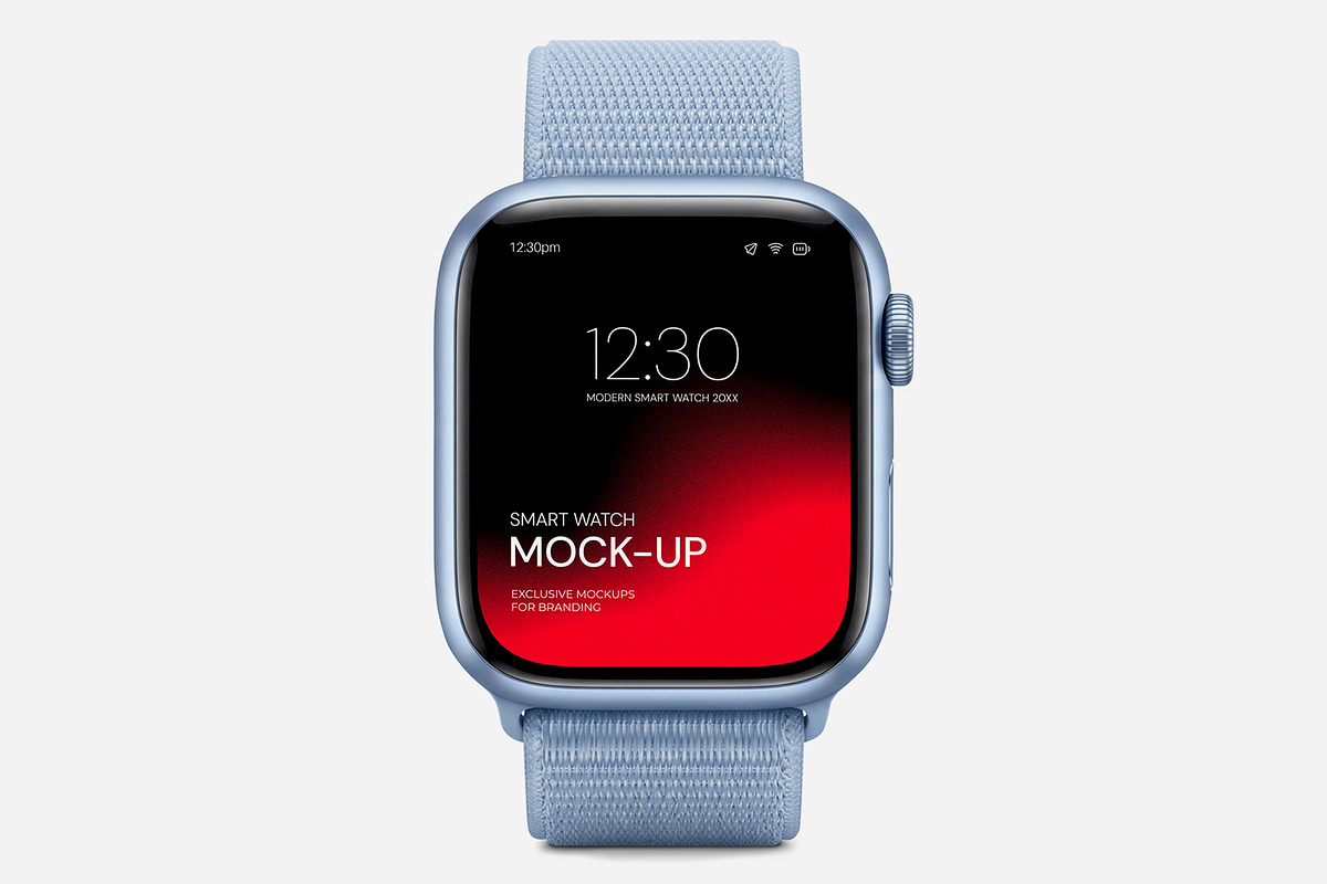 Smart Watch Mockup Template, a Wearable Device Mockup by graphypix (Photo 1 of 4)