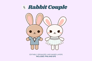 Rabbit Couple, an Animal Illustration by Raafeya's Crafts