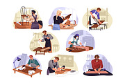 Carpenters work with wood set, a Work Illustration by PaperTrident (Thumbnail 1 of 9)