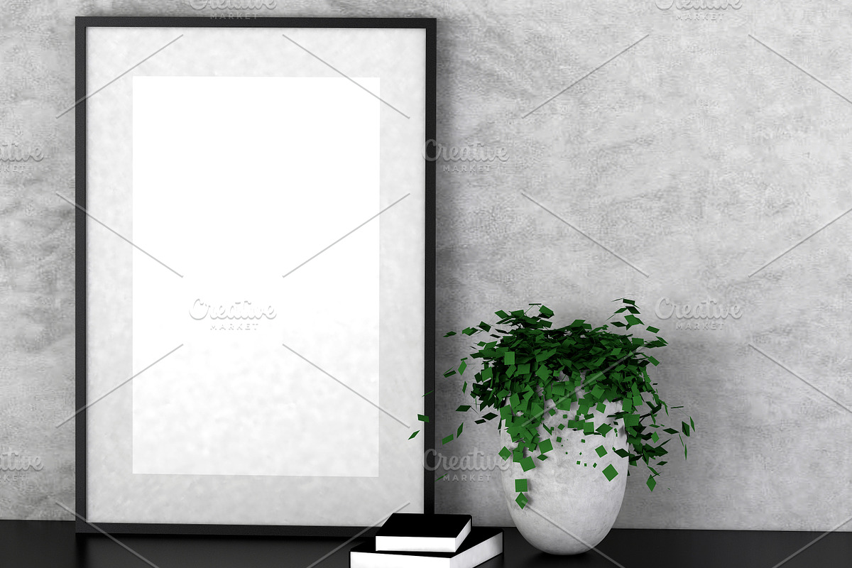Mock up poster in a square frame, a Print Template by Olesya Morokhovets (Photo 1 of 2)