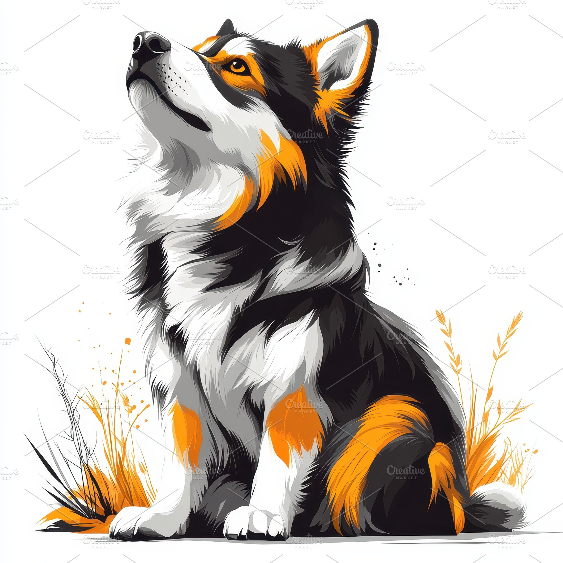 Adorable Tricolor Puppy Gazing Upwar, an Animal Photo by Pixeness Studio