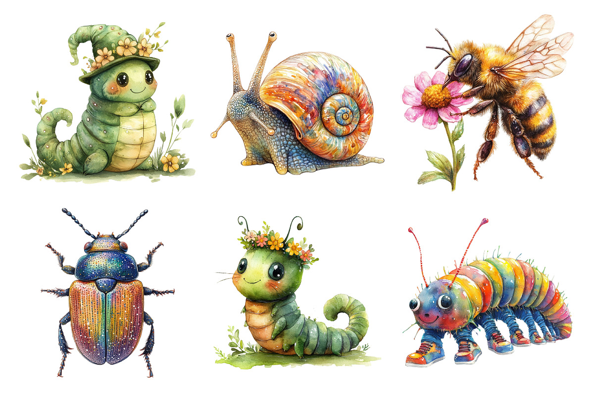 Cute Bugs Clipart Set, an Illustration by Daily.Designs (Photo 3 of 5)