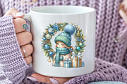 Whimsical Blue Girl Christmas Clipa, a Seasonal Illustration by Rose Art (Thumbnail 5 of 5)