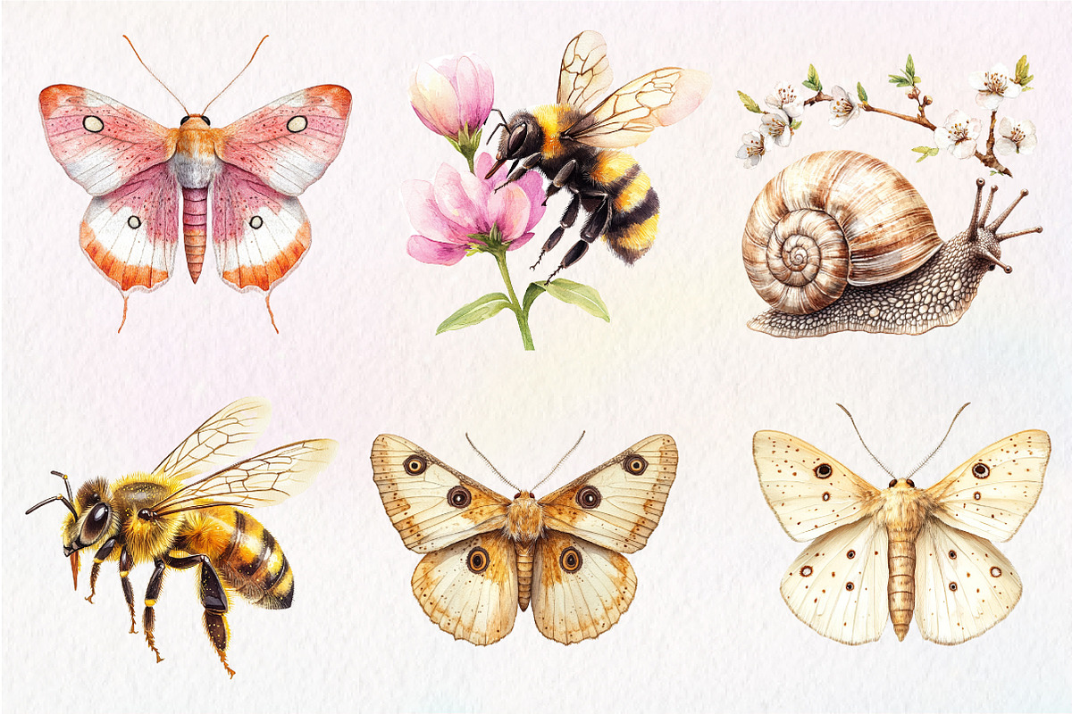 Vintage Spring Insect Clipart, an Illustration by Dream Creation (Photo 2 of 7)