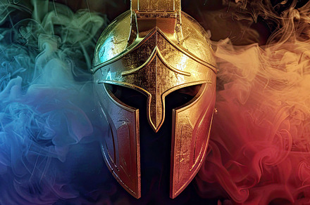 spartan helmet gold,3d render , real, a Photo by LOGOCREATIVE
