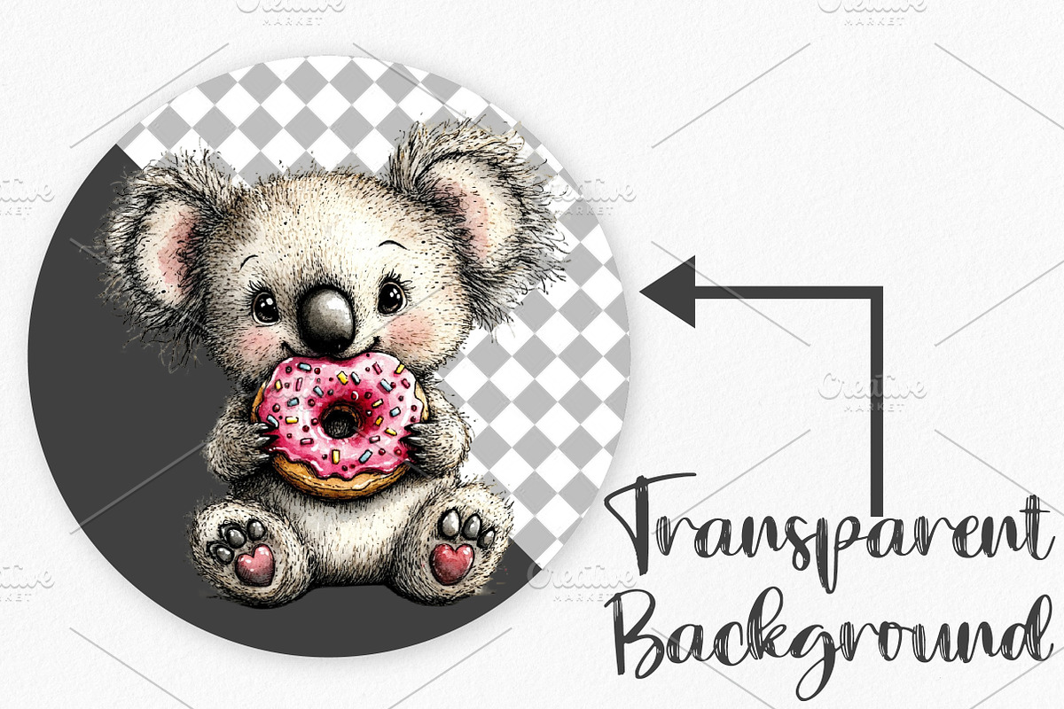 Whimsical Valentine Koala Clipart, an Illustration by Canvas Craft (Photo 2 of 6)