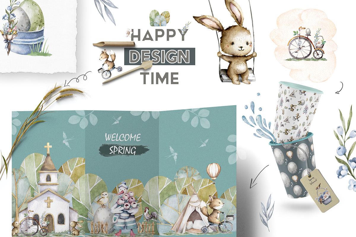 Happy Easter Spring Set 2, an Animal Illustration by Ann Art Houze (Photo 10 of 15)