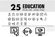 25 education line icon symbol, an Outline Icon by khalwa.studio (Thumbnail 1 of 3)